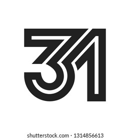 Line Art Vector Design Element. Figure 31. Combined numbers 3 and 1. Monograms of connected numbers.