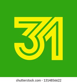 Line Art Vector Design Element. Figure 31. Combined numbers 3 and 1. Monograms of connected numbers.