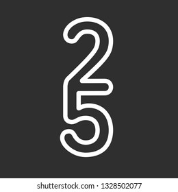 Line Art Vector Design Element. Figure 25. Combined numbers 2 and 5. Monograms of connected numbers