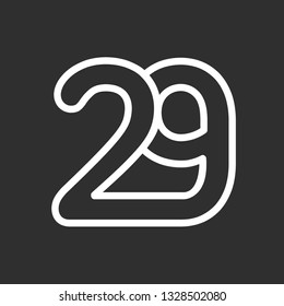 Line Art Vector Design Element. Figure 29. Combined numbers 2 and 9. Monograms of connected numbers