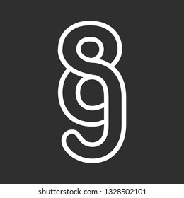 Line Art Vector Design Element. Figure 89. Combined numbers 8 and 9. Monograms of connected numbers