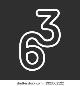 Line Art Vector Design Element. Figure 63. Combined numbers 6 and 3. Monograms of connected numbers