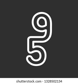 Line Art Vector Design Element. Figure 59. Combined numbers 5 and 9. Monograms of connected numbers