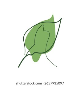 Diseño de Vector de arte de línea con tema de hoja natural.