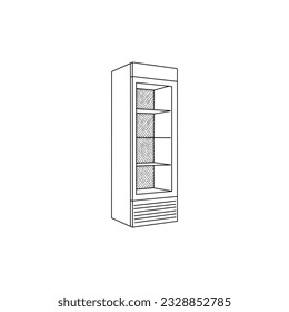 line art vector design of Refrigerator, icon minimalist illustration design template