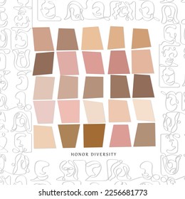 Arte de línea de arte vectorial de diferentes personas y tonos de piel. Concepto de diversidad