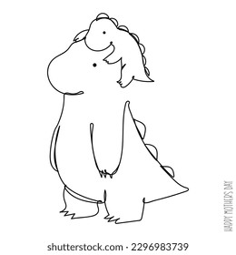 line art vector of dinosaur mama and baby. mothers day shirt print.