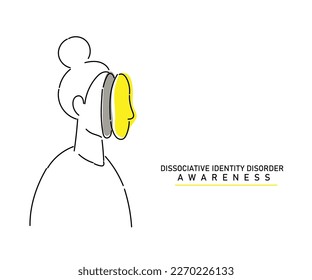 line art vector art of dissociative identity disorder. Multiple personalities concept. Bipolar disorder. Psychology concept. 