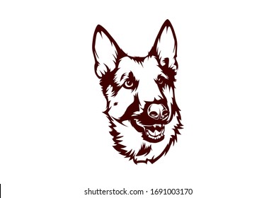 line art vector dog German Shepherd