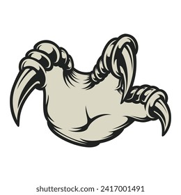 Line Art Vector of Dragon Claw. Jurassic Art. Fangs of Dragons. 