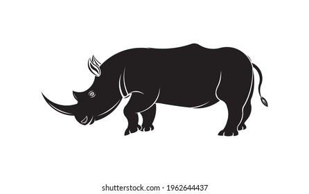 Line art vector drawing of big rhino