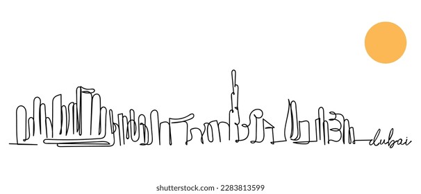 Line art vector of dubai cityscape. Dubai skyline isolated print