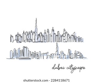 vector de arte de línea de dubai cityscape