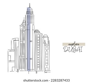 Line art vector of Dubai. Explore middle east.