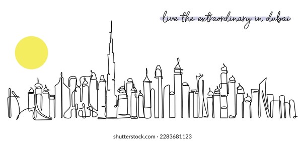 Line art vector of dubai skyline. Dubai print .