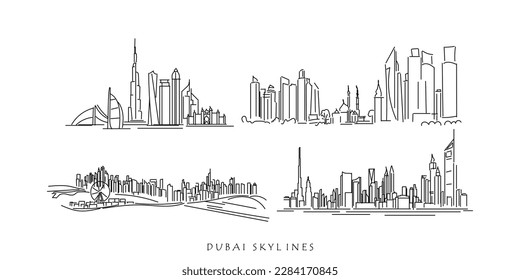 vector de arte de línea de los horizontes de dubai.