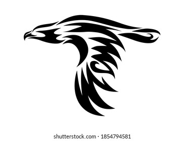 Line Art Vektor des Adlers, der fliegt.