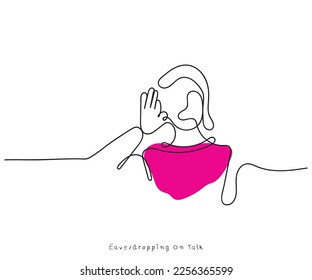 line art vector of Eavesdropping concept. Listening to someone's talk secretly is unethical. Personal and professional life ethical and moral values.