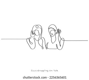 line art vector of Eavesdropping concept. Listening to someone's talk secretly is unethical. Personal and professional life ethical and moral values.