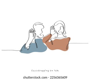 line art vector of Eavesdropping concept. Listening to someone's talk secretly is unethical. Personal and professional life ethical and moral values.