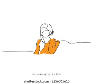 line art vector of Eavesdropping concept. Listening to someone's talk secretly is unethical. Personal and professional life ethical and moral values.