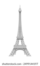 Line art vector of Eiffel tower symbol of Paris France in detailed