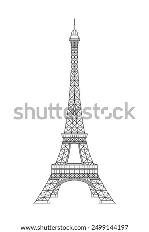 Line art vector of Eiffel tower symbol of Paris France in detailed