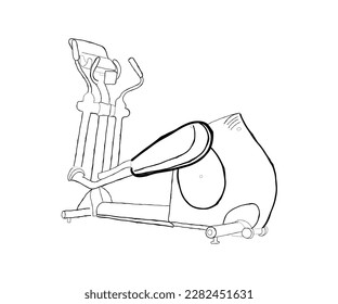 Line art vector of elliptical machine in gym. Gym equipment. Exercise icons. Gym icons sketch.