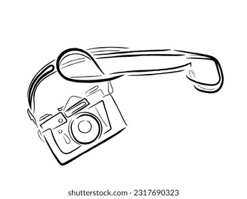 Line art vector f a camera. Photographer print art.