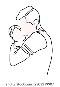 Line art vector of father with his child. Fathers day graphic resources. postcard for fathers day. Fathers day design for tshirt prints