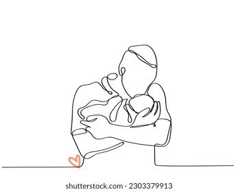 Line art vector of father with his child. Fathers day graphic resources. postcard for fathers day. Fathers day design for tshirt prints