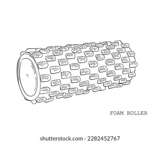 Line art vector of foam roller. Gym equipment sketch icons. sports and athletic lifestyle.