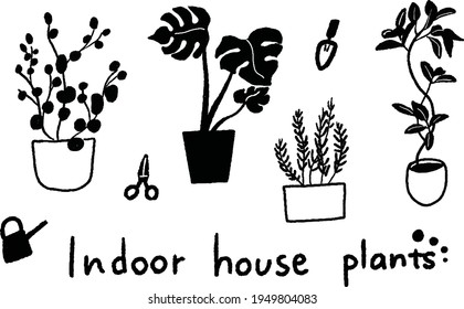Vector de arte de línea de plantas foliares