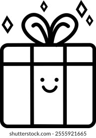 Line Art Vector Gift Christmas 