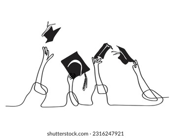 vector de graduación de arte de línea. Imprimir plantillas para estudiantes graduados.