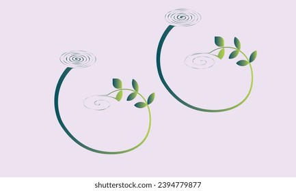 line art vector green leave 