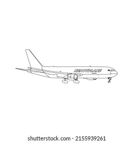 Line Art Vector of a heavy aircraft landing. very suitable for multipurpose creative design materials.