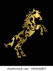 Line art vector of horse with front legs raised. Suitable for use as decoration or logo.