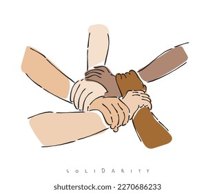 line art vector of human solidarity concept. Support each other and grow together psychology. Positive Psychology concept. 