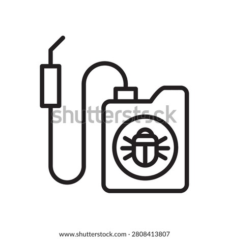 Line art vector icon of an agricultural backpack sprayer for applying pesticide or fertilizer.