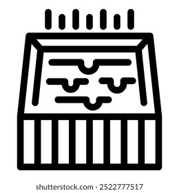 Line art vector icon of an air purifier cleaning the air in a home