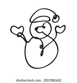 Line art  vector icon christmas snowman. Calendaricon.  Web flat icon. Black line icons. Symbol, logo illustration.