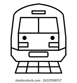 Line Art Vector Icon of a Classic Passenger Train on White Background