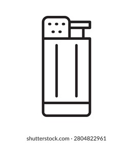 Line art vector icon of a classic rectangular metal lighter, closed.