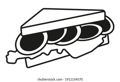 icono de vector de arte de línea y sándwich de huevo para aplicaciones o sitio web