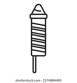 Line art vector icon of a firework rocket, perfect for projects related to celebrations and holidays