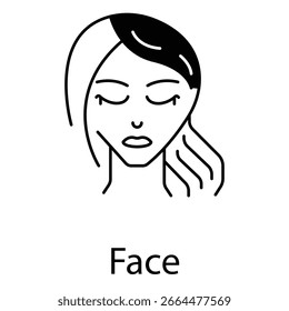 Line Art Vector Icon of Human Face