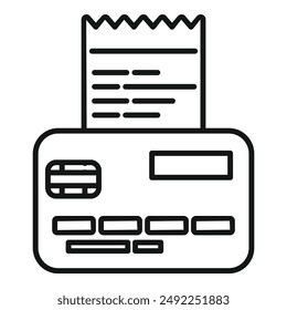 Line art vector icon illustration of a modern cash register, ideal for web and print