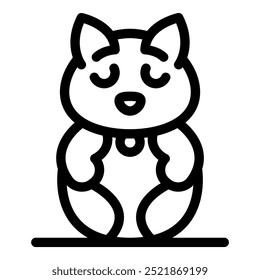 Line art vector icon of a kawaii style neko cat doll, perfect for projects related to japanese culture, pets, or cute design