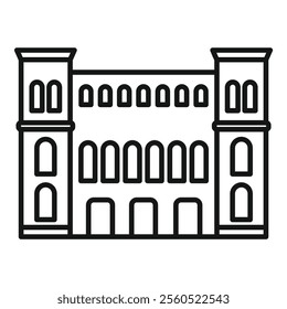 Line art vector icon of a large government building, potentially a courthouse or city hall